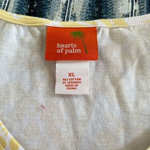 HEARTS OF palm pretty yellow  3/4 length sleeve top size XL - Picture 3 of 6